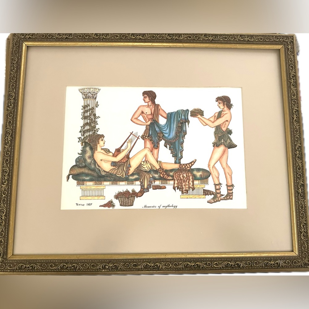Vintage Ancient Greece Greek Mythology Set of 2 Prints Signed by Artist Rare HTF